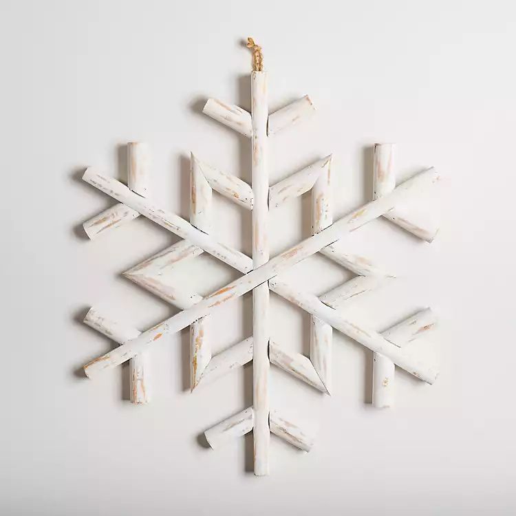 New! Whitewashed Wooden Snowflake, 18 in. | Kirkland's Home