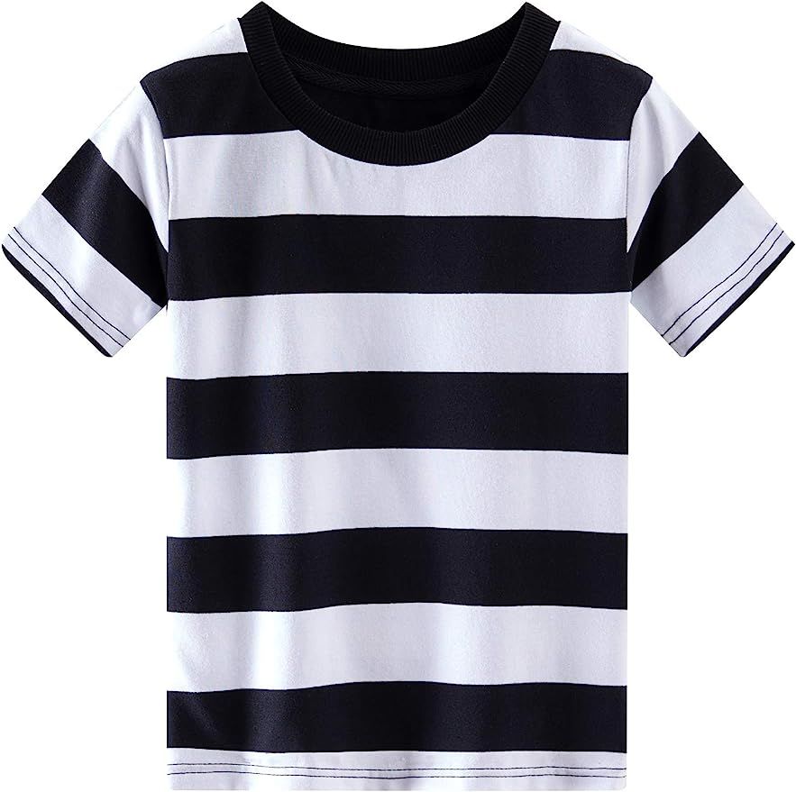 Spring&Gege Boys' Short Sleeve Striped Crew Neck T-Shirt | Amazon (US)