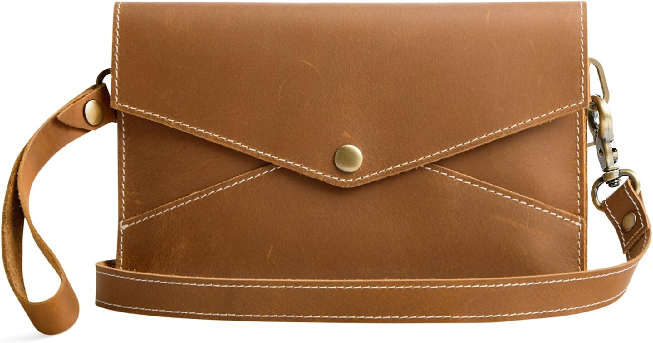 S-ZONE Leather Envelope Convertible Crossbody Bags for Women Wristlet Clutch Purses Small Shoulde... | Amazon (US)