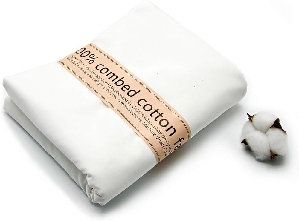 2 Yard White Cotton Fabric,Natural Cotton Poplin Fabric by The Yard,White Fabric,59 Inches Wide 1... | Amazon (US)