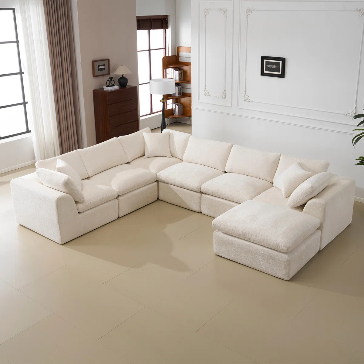 Oversized 7-Seater Modular Sectional Sofa,U Shaped Cloud Couch With Ottoman | Wayfair North America