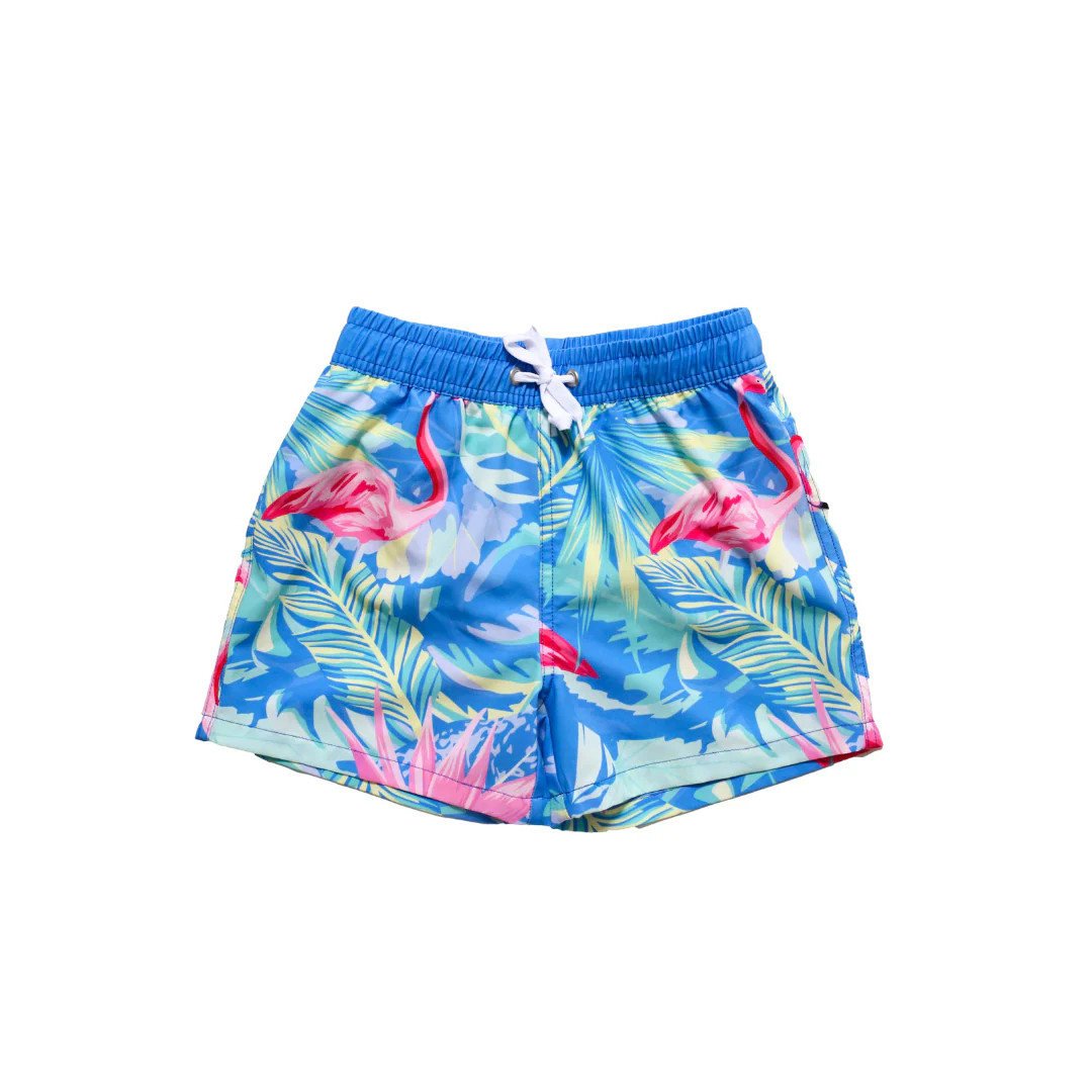 Indigo Flamingo Trunks | Blueberry Bay Swimwear