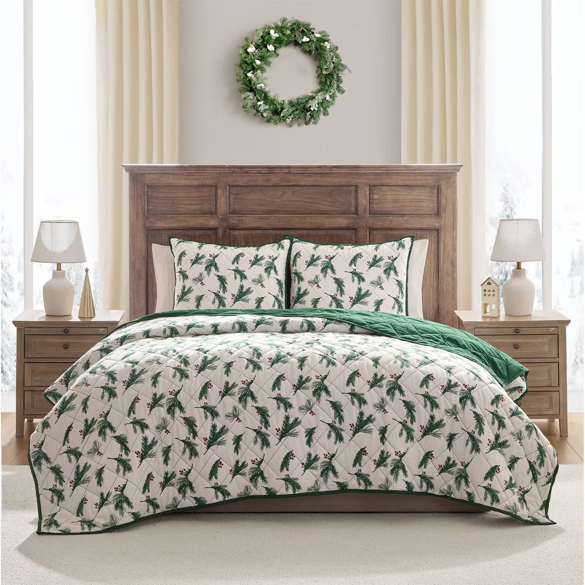 Hallmark Flannel Greenery Print Quilt Set | Target