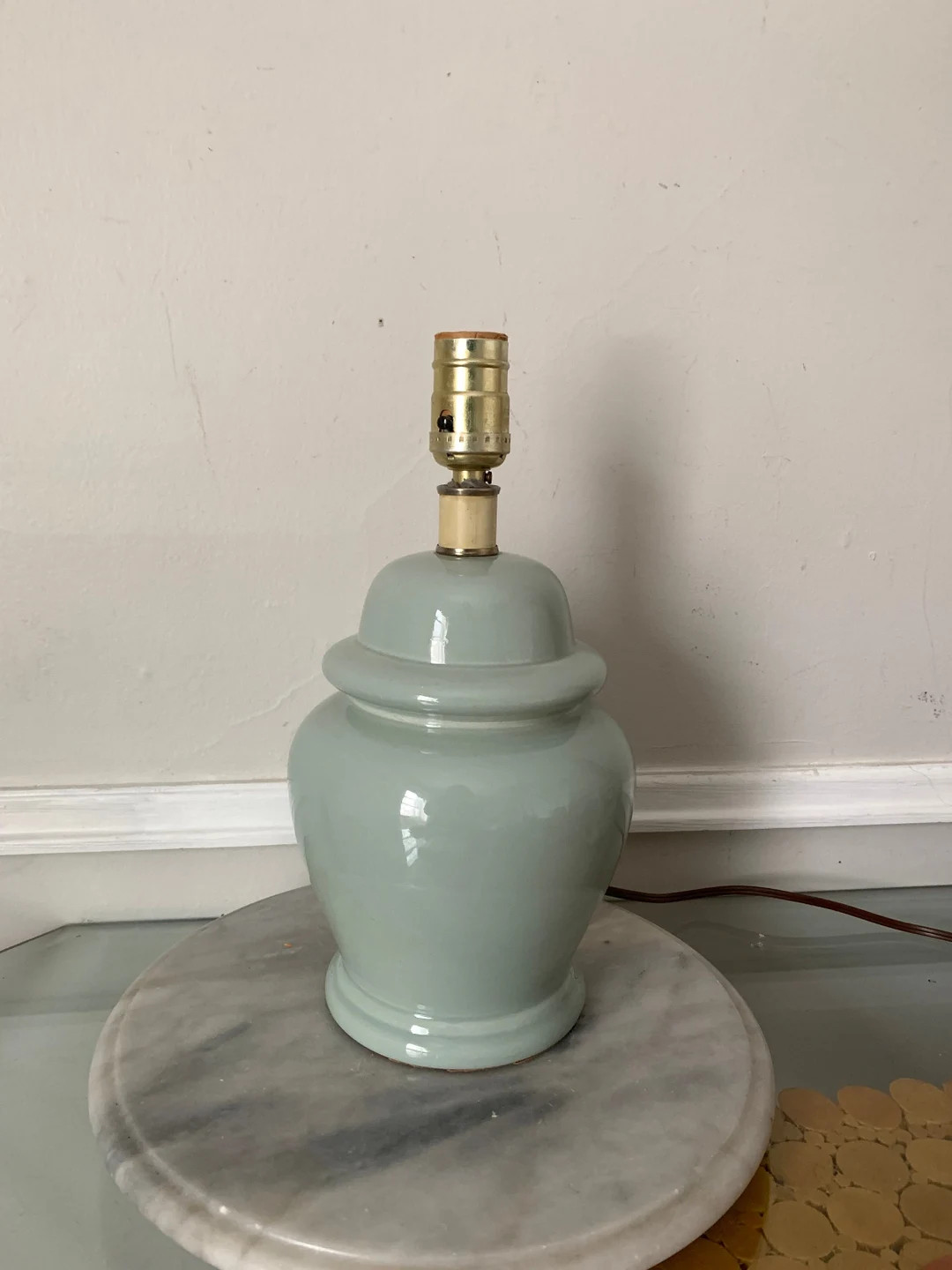 Vintage Short Chubby Light Moss Green Ginger Jar Ceramic Table Lamp No Shade | Etsy (US)