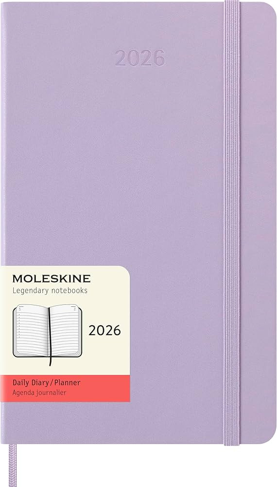 Moleskine Classic 12 Month 2026 Daily Planner, Hard Cover, Large (5" x 8.25"), Pastel Lilac, 400 ... | Amazon (US)