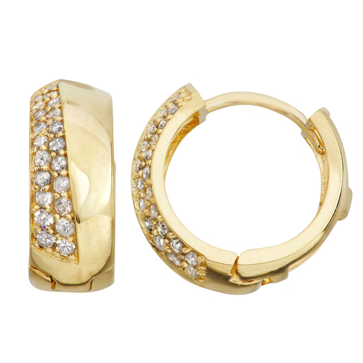 Designs By Gioelli 10K Yellow Gold Genuine Diamond Hoop Earrings | Target