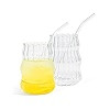 sweet grain Juego de 2 tazas de vidrio acanaladas de 18 onzas con pajitas, vasos de cóctel vinta... | Amazon (US)