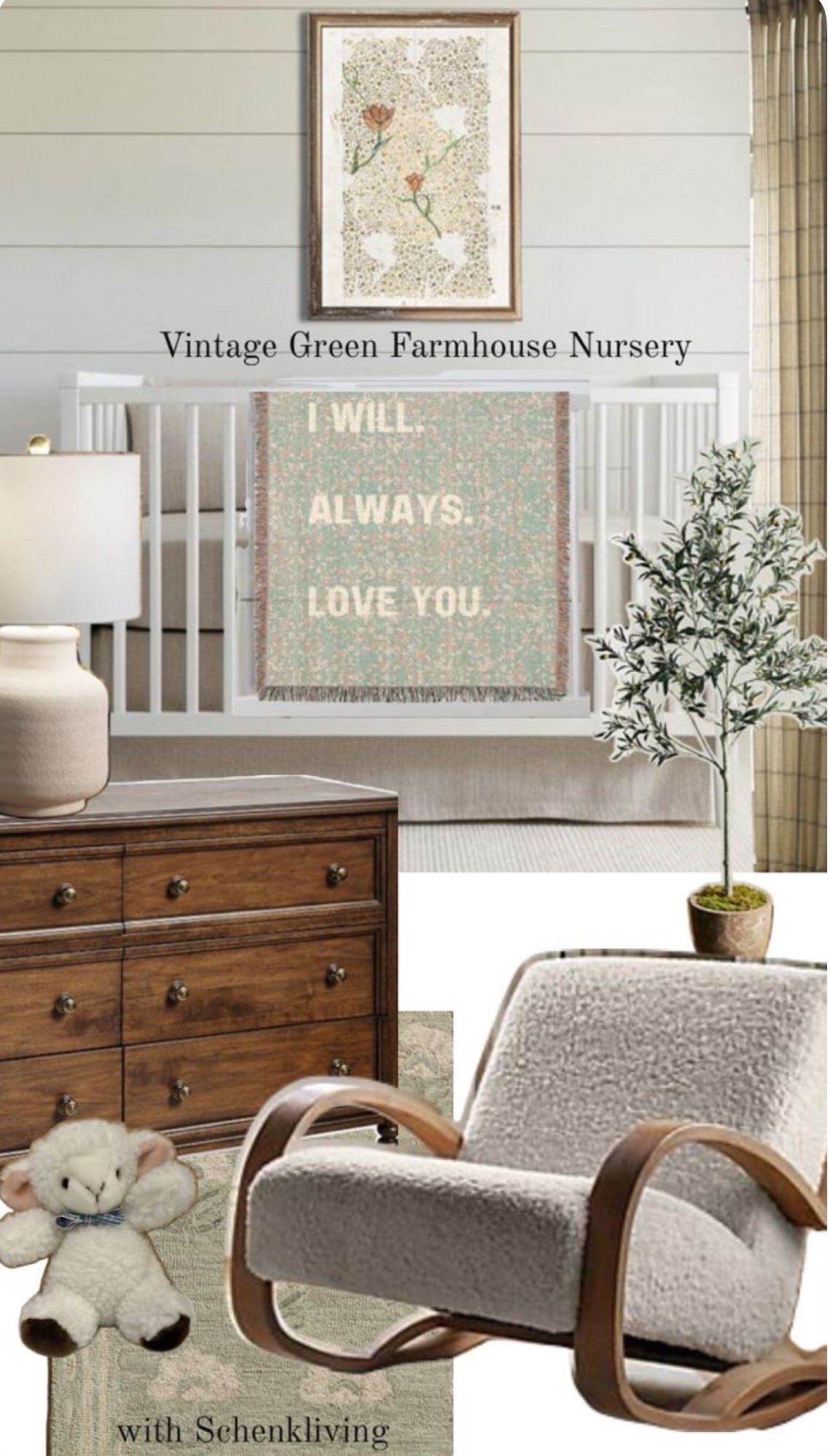 Cozy Green Vintage Nursery 
.
