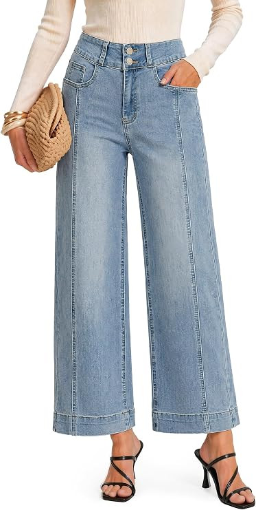 Women's Straight Leg Cropped High Waisted Jeans Trendy | Amazon (US)