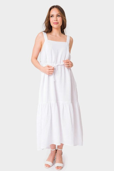 Tiered Maxi Dress with Drawstring Waist | Gibson