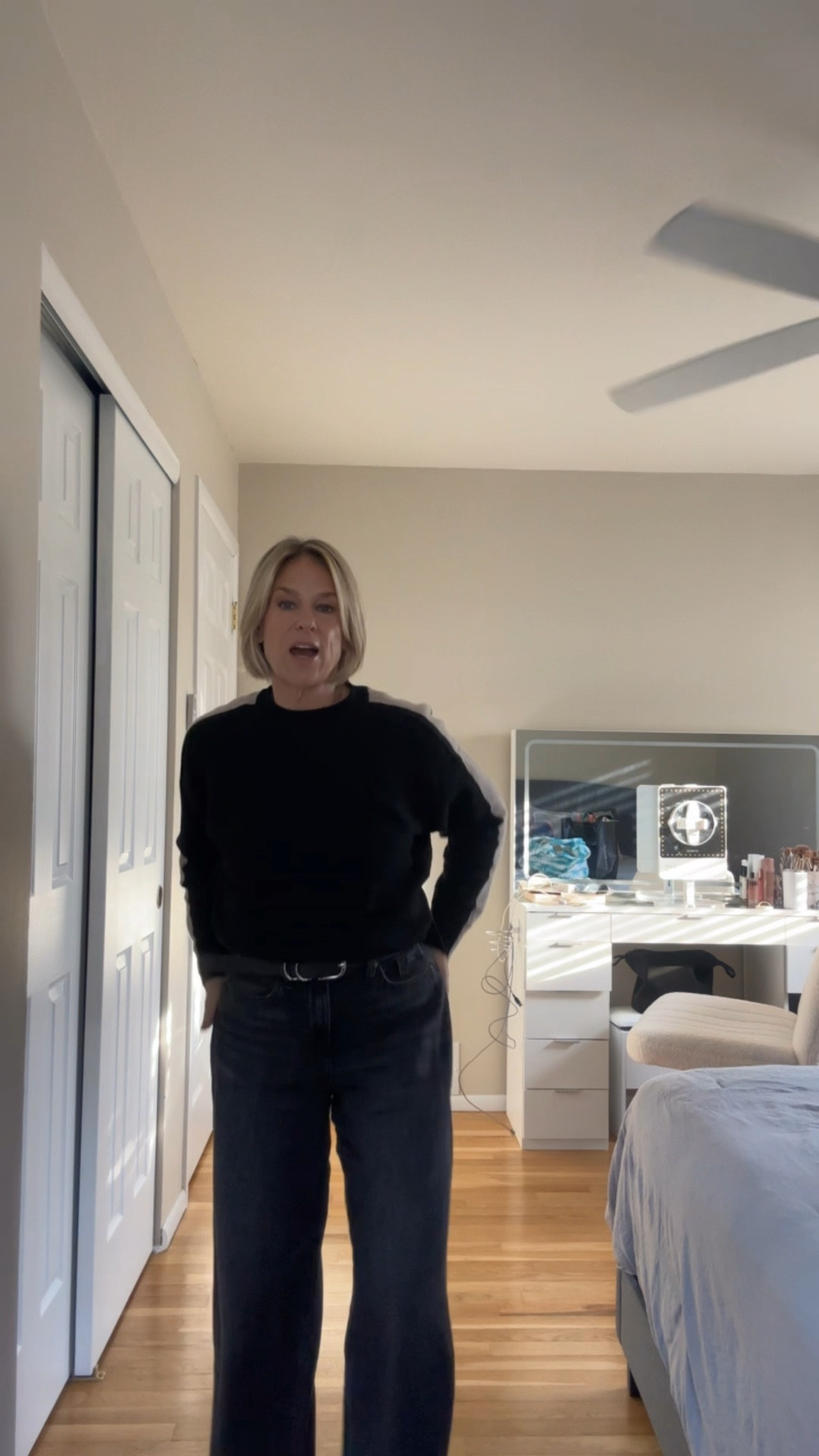 This sweater elevates the black Jean. Loving this wide leg look. Perfect for working from home or going out  

#LTKOver40