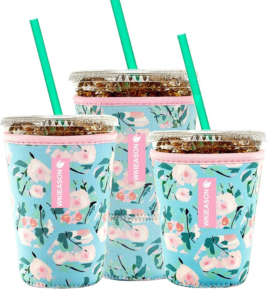 Reusable Iced Coffee Insulator Sleeve for Cold Beverages and Neoprene Cold Coffee Cup Sleeves Coo... | Amazon (US)