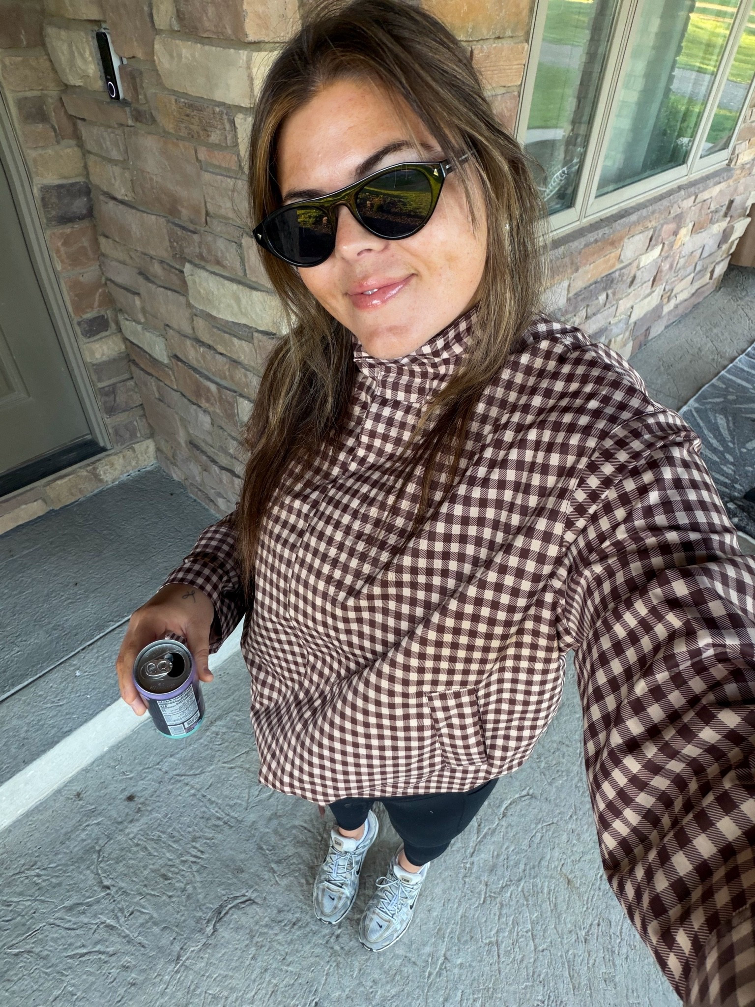 Morning walk outfit! Jacket is amazing on size xl - could have done large because it cinches at the bottom

Leggings Amazon size large

New fav long sleeve top from @athleta size large! 

Midsize, size 12, size 14, mom style, curvy outfit, thick tummy approved, active wear, workout