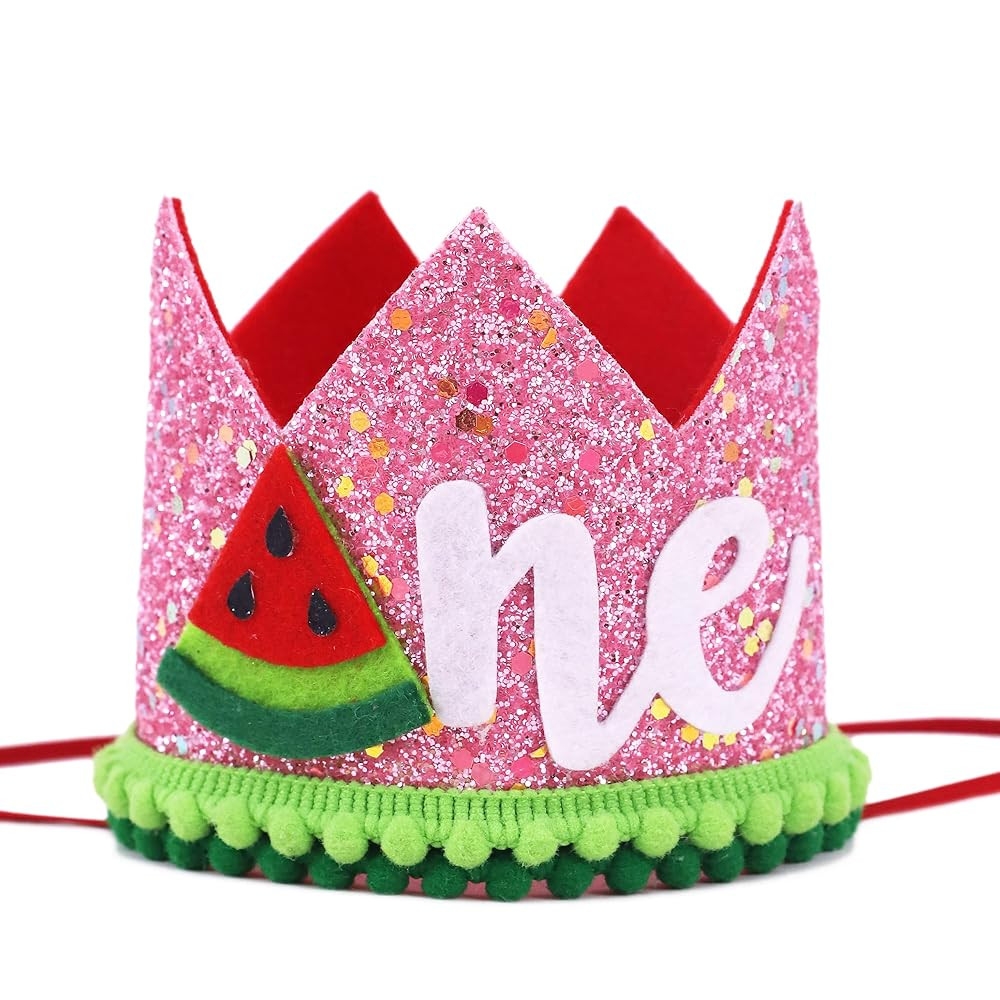 One in a Melon First Birthday Crown - Baby 1st Birthday Hat and Watermelon Themed Headpiece | Amazon (US)