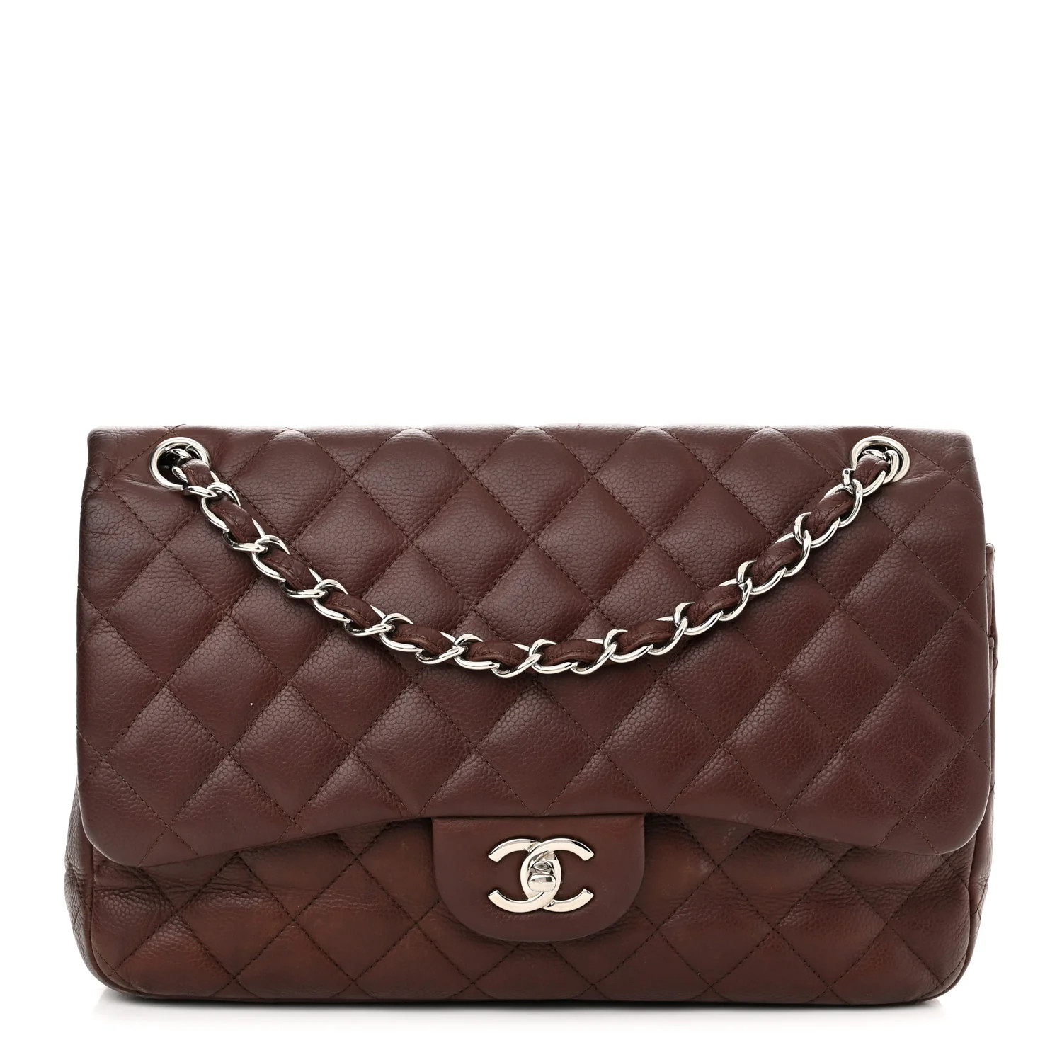 Caviar Quilted Jumbo Double Flap Burgundy | FASHIONPHILE (US)