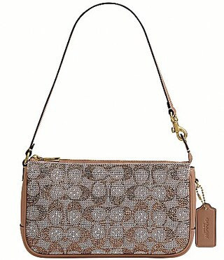COACH Crystal Signature Jacquard Plaza Shoulder Bag - Mushroom | Dillard's