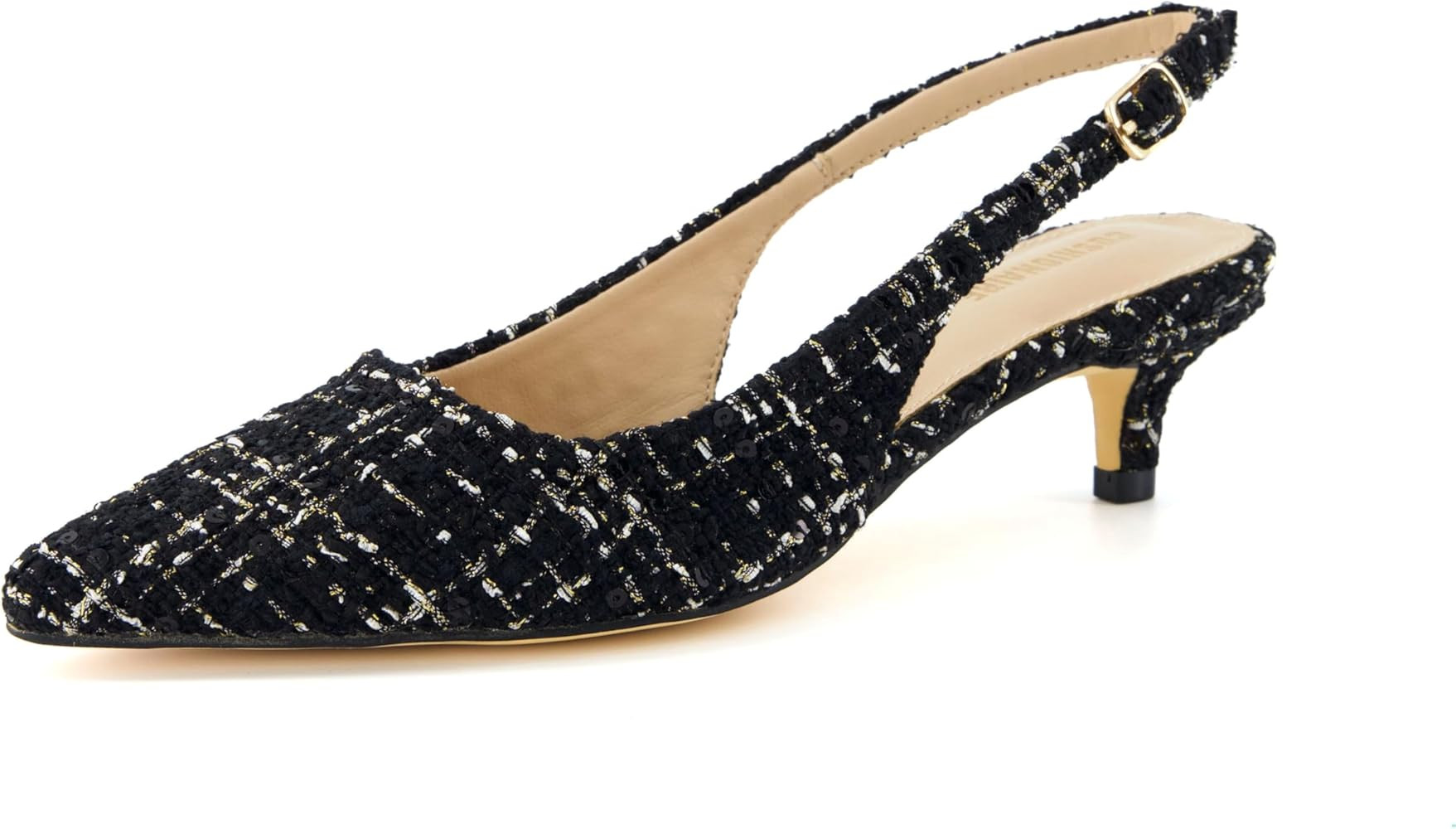 CUSHIONAIRE Women's Buzz Kitten Heel Sling Back Dress Shoe +Memory Foam, Wide Widths Available | Amazon (US)