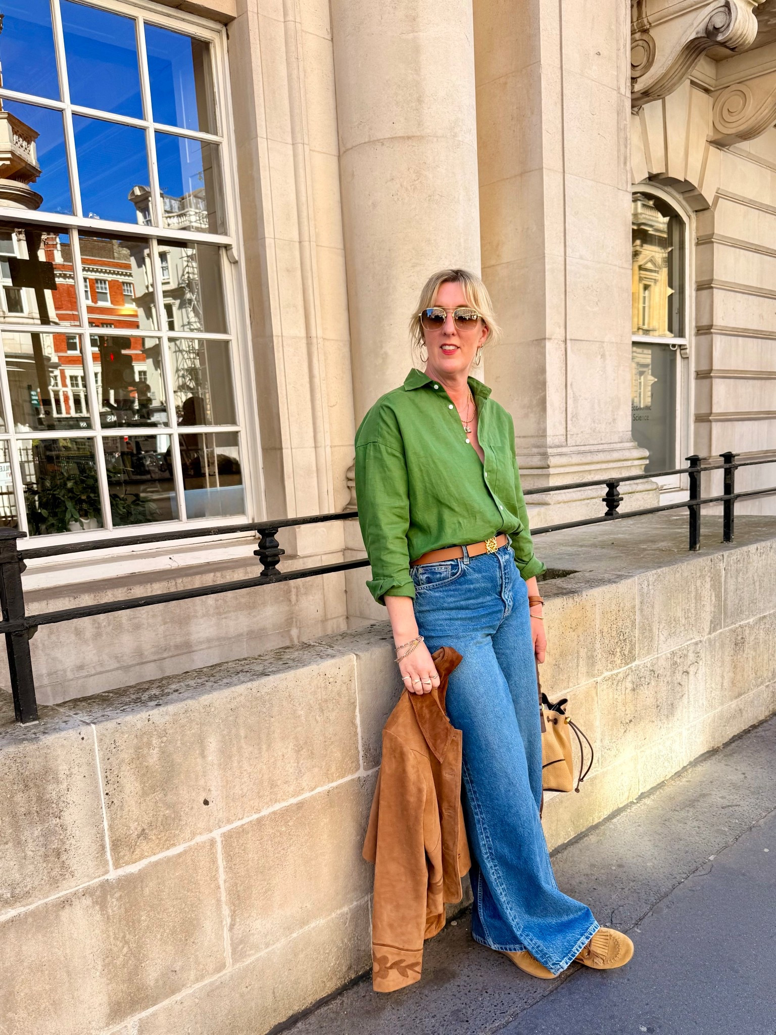 WNU shirt, Refomation jeans, cheap Amazon sunglasses 😎 

#LTKuk #LTKspring #LTKover50style