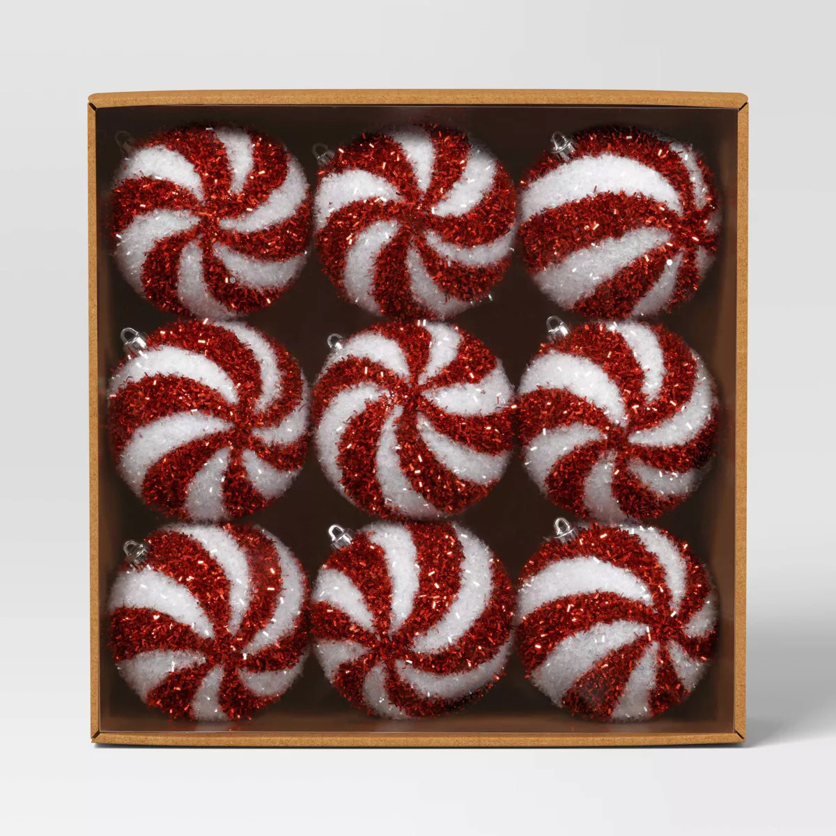 9ct Christmas Tinsel Ball Candy Cane Stripe - Wondershop™ | Target
