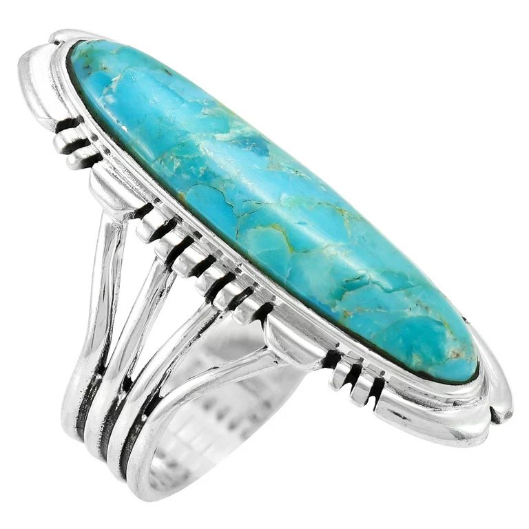 Turquoise Jewelry Ring for Women Sterling Silver 925 | Turquoise Network | R2096-LG-C75-6 | Walmart (US)