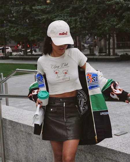 Streetstyle, streetwear, fall outfit inspo, daily outfit, leather mini skirt, style guide, baby tee

#LTKstyletip #LTKfindsunder50 #LTKsalealert