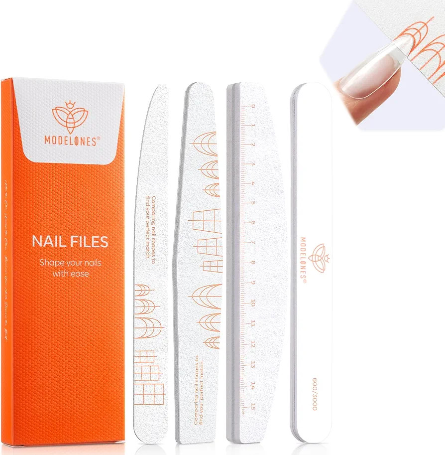 Modelones Nail Files and Nail Buffers Blocks 4 PCS, Double Side Trimed & Shaped Emery Board 100/1... | Amazon (US)