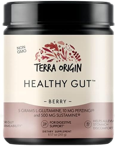 Terra Origin Healthy Gut Berry with L-Glutamine, Zinc, Glucosamine, Slippery Elm Bark, Marshmallow R | Amazon (US)