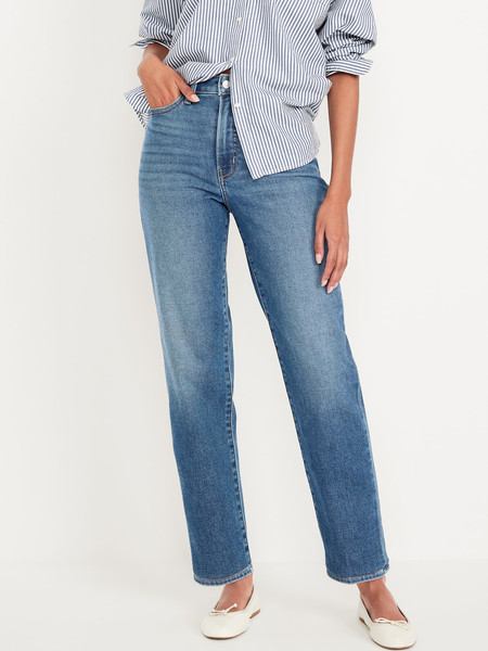 High-Waisted Built-In Warm OG Straight Ankle Jeans | Old Navy (US)