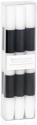 Zodax Modern & Festive Formal Candles 10" Set of 6 Black & White | Amazon (US)