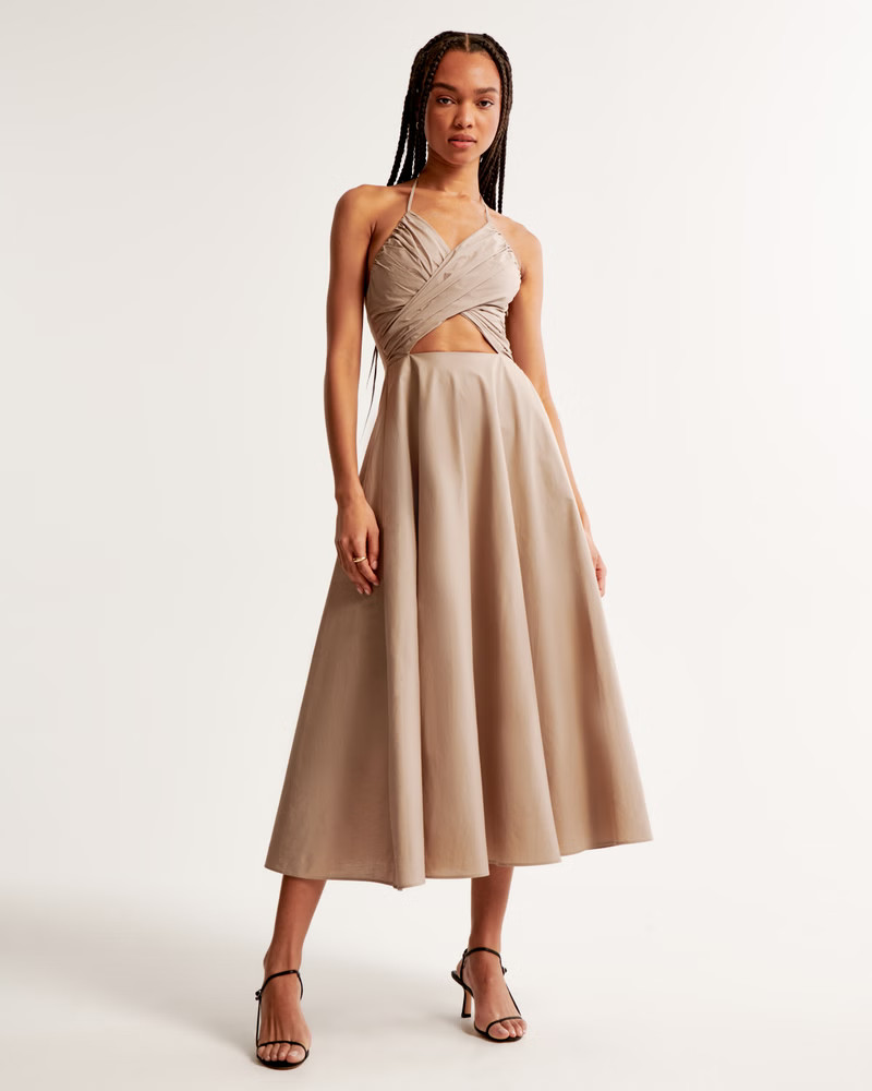 Crossover Bodice Midi Dress | Abercrombie & Fitch (US)