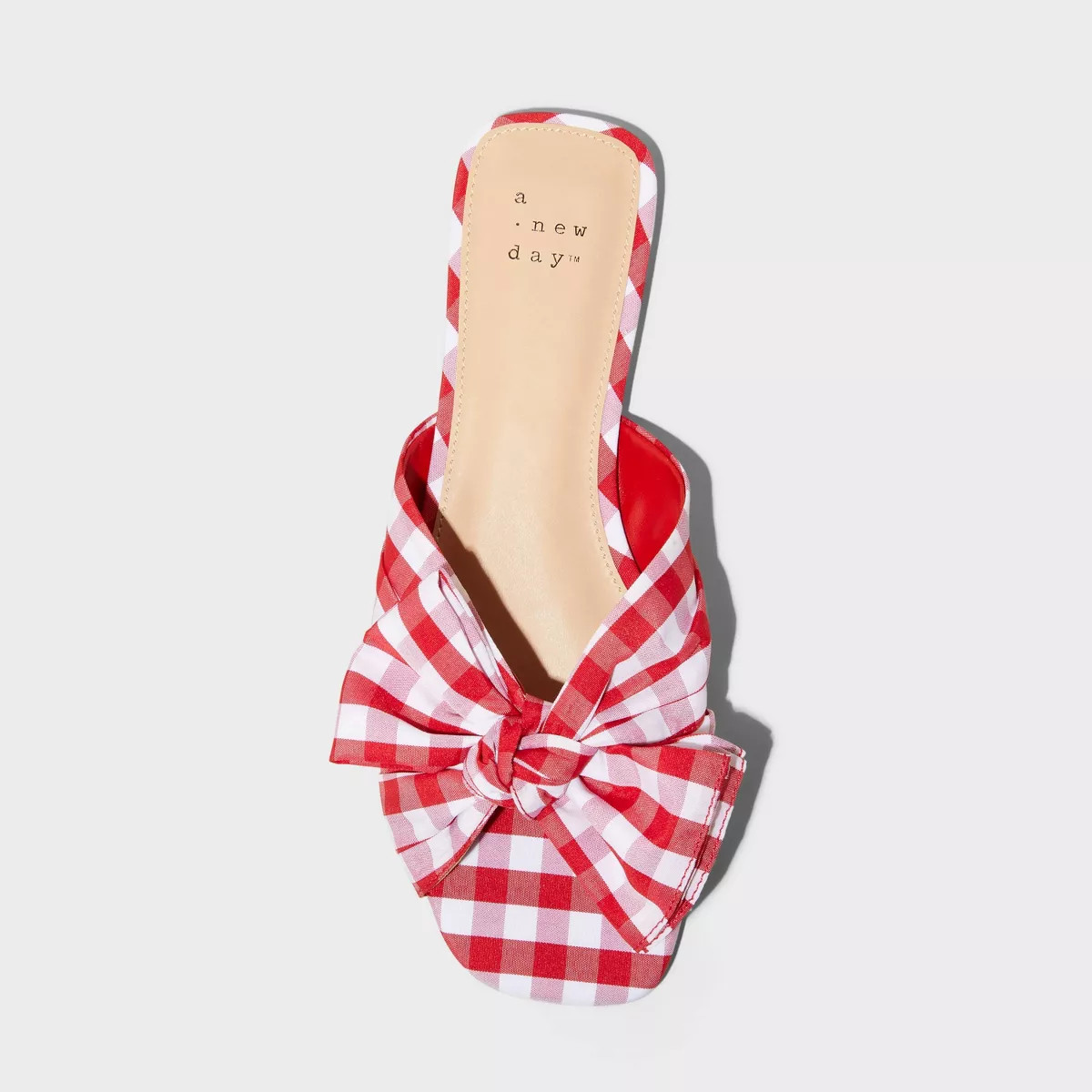 Women's Scarlet Gingham Bow Flat Sandals - A New Day™ Red | Target