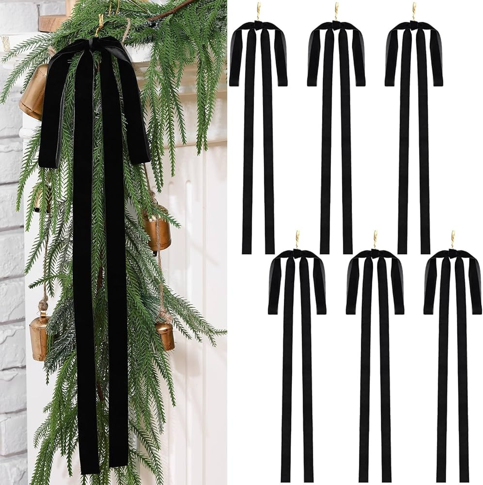 Janinka Velvet Christmas Swag Bow 23.5x15.5 Inch Rustic Large Velvet Christmas Staircase Wreath B... | Amazon (US)