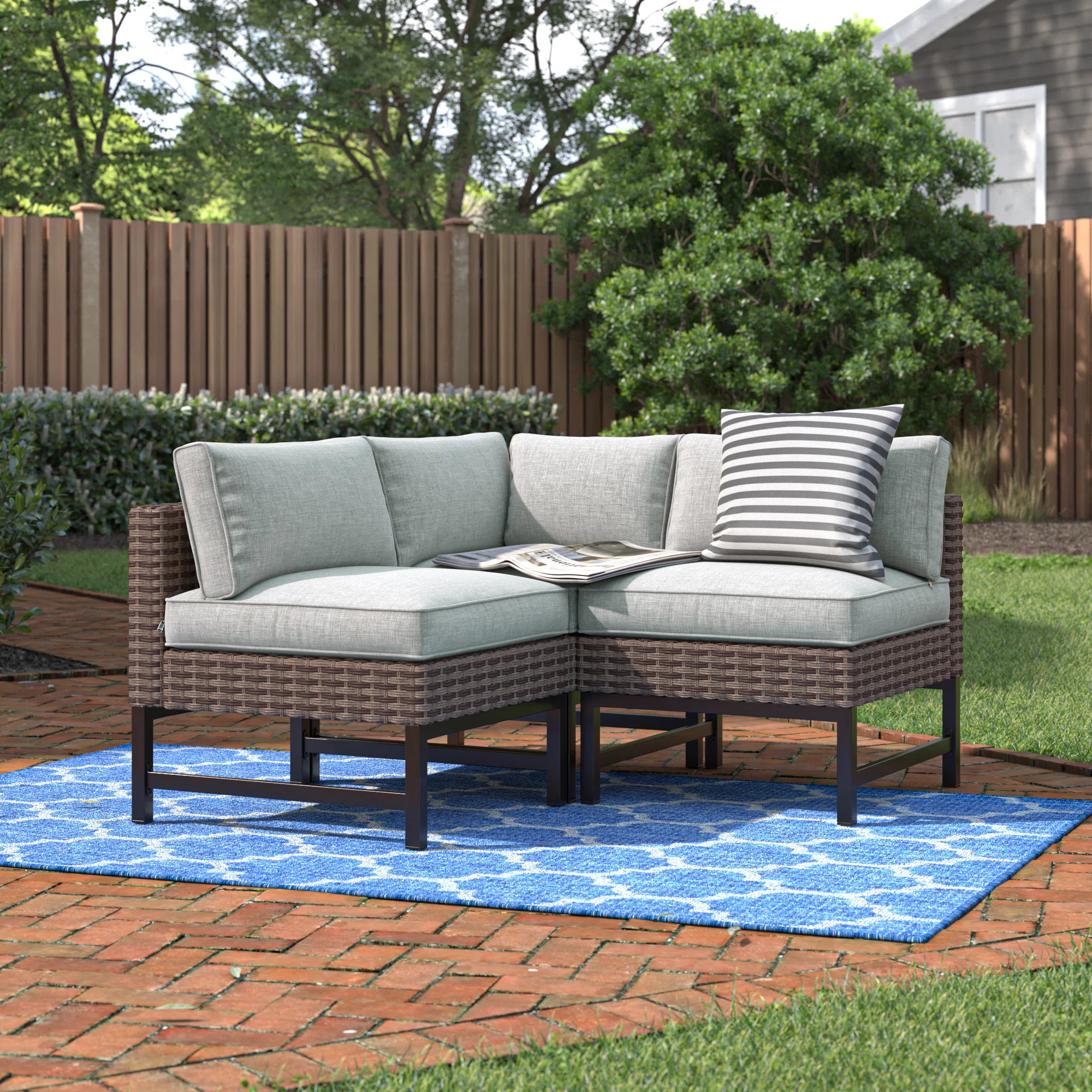 Andover Mills™ Hesse 53.4'' Outdoor Patio Sectional with Sunbrella® Cushions & Reviews | Wayfa... | Wayfair North America