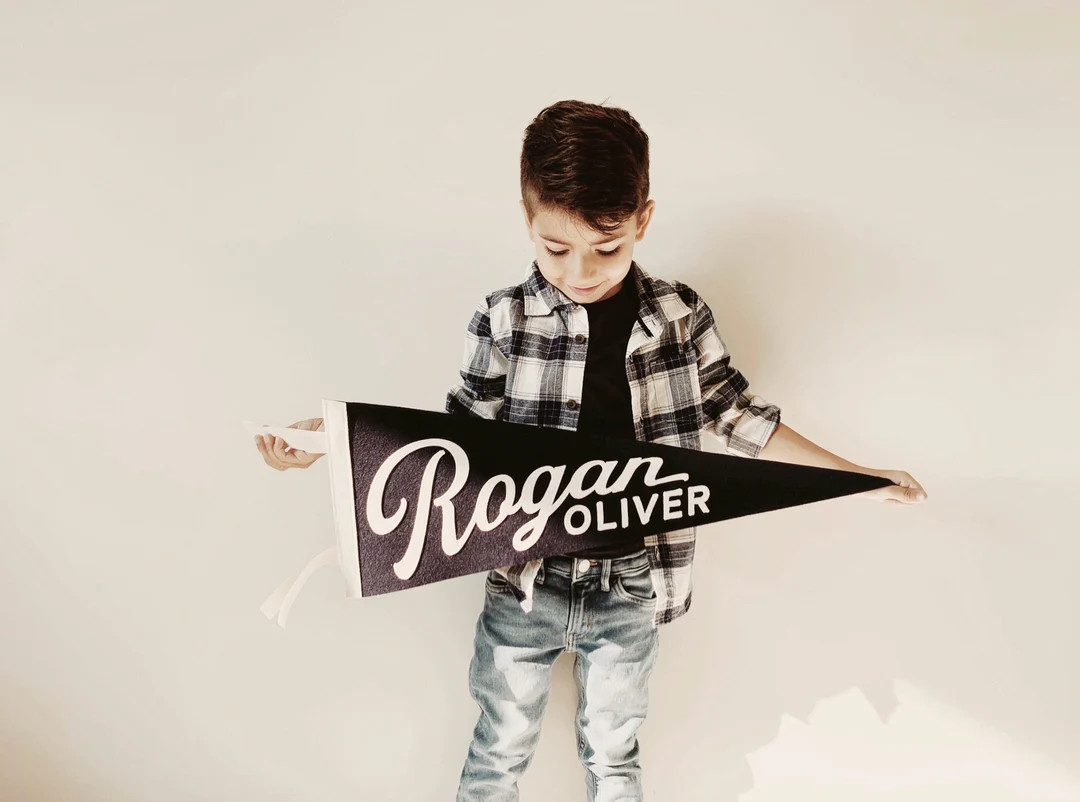 ROGAN PENNANT Custom Name Wool Felt Pennant Flag Vintage Style Personalized Felt Pennants and Ban... | Etsy (US)