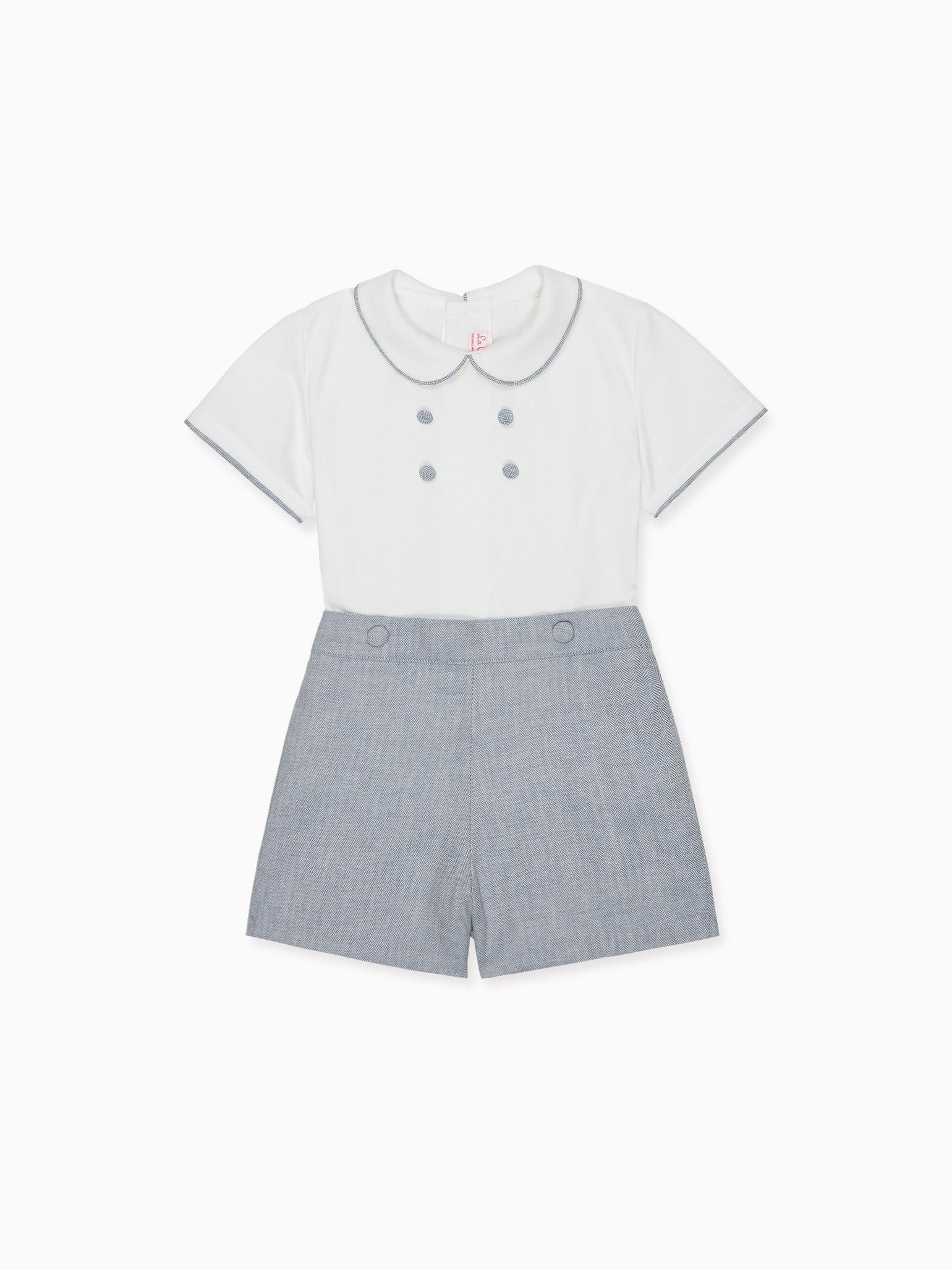 Dusty Blue Fantino Baby Boy Set | La Coqueta (US)