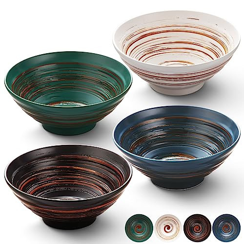 YUN TAO Ceramic Ramen Bowls Set of 4, 35 oz Large Japanese Style Serving Bowls for Salad,Udon, Soba, Pho Pasta, Asian Soup Noodle,Suitable as Housewarming Gifts | Amazon (US)