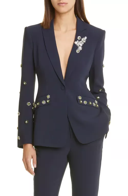 Cinq à Sept Beaded Rhinestone Floral Crop Pants, Nordstrom