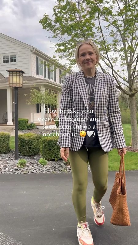 Spring outfit - lululemon leggings, Nike sneakers, bombas no show socks, Boden check blazer, Abercrombie tee, Amazon earrings. Madewell woven tote bag, Krewe summer sunglasses 

See more everyday casual outfits over on CLAIRELATELY.com 

#LTKSeasonal #LTKVideo #LTKStyleTip