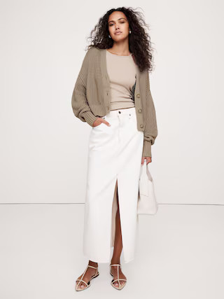 Oversized Cropped Cotton Cardigan | Banana Republic (US)