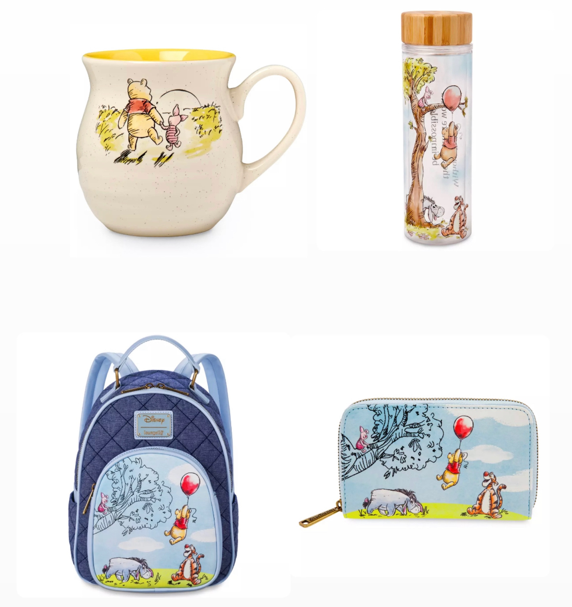New Winnie the Pooh Merch 🤩🥹
Mug, glass water bottle, loungefly backpack and matching wallet! 

#LTKFind #LTKsalealert #LTKstyletip