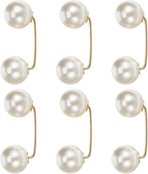 6pcs Faux Pearl Brooch Pins Safety Pin Wedding Decoration Shawl Collar Buttons Sweater Brooches | Amazon (US)