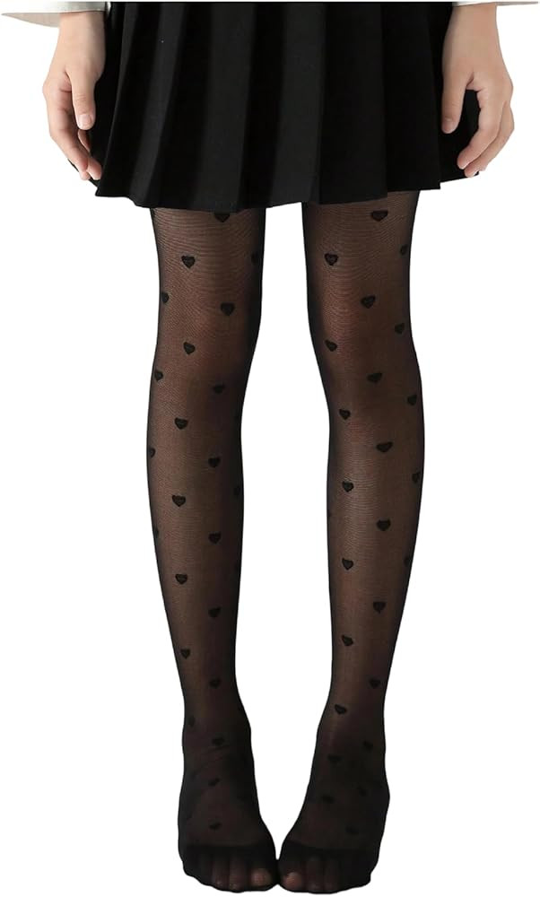 SHENHE Girl's Sheer Mesh Tights Heart Patterned Dance Party High Waist Tights Stockings Pantyhose | Amazon (US)