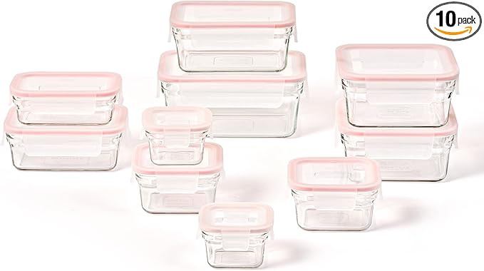 GLASSLOCK Smart 20-Piece Glass Food Storage Set - 100% Airtight & Leakproof, BPA Free lids, Freez... | Amazon (US)