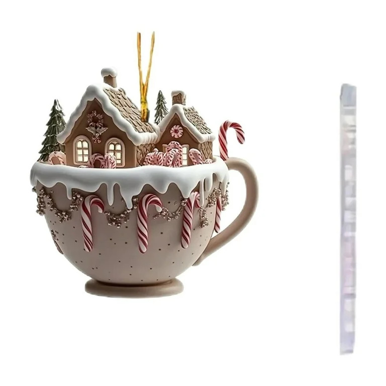 Wadada Gingerbread Cup House Ornament, 2D Acrylic Flat Gingerbread House Christmas Tree Decoratio... | Walmart (US)