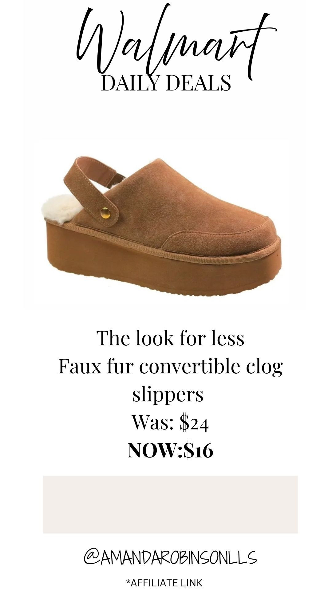 Walmart daily deals
Faux fur convertible clog slippers 

#LTKSaleAlert