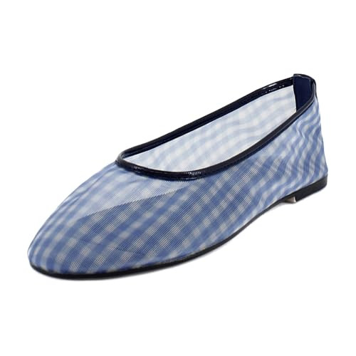 Steve Madden Women's Meadow Ballet Flat, Blue Gingham Mesh, 10 | Amazon (US)