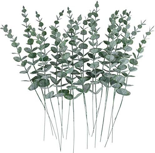 CEWOR 24pcs Eucalyptus Stems Decor Artificial Eucalyptus Leaves Faux Greenery Branches for Weddin... | Amazon (US)