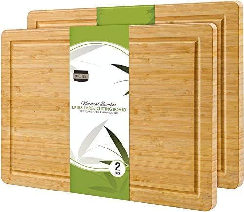 KICHLY (Pack of 2) Extra Large Organic Bamboo Cutting Board (17 x 12 Inch) - Large Cutting Boards... | Amazon (CA)