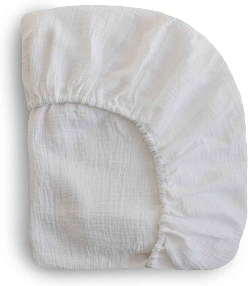 mushie Extra Soft Muslin Fitted Crib Sheet | 28"x 52" (White) | Amazon (US)