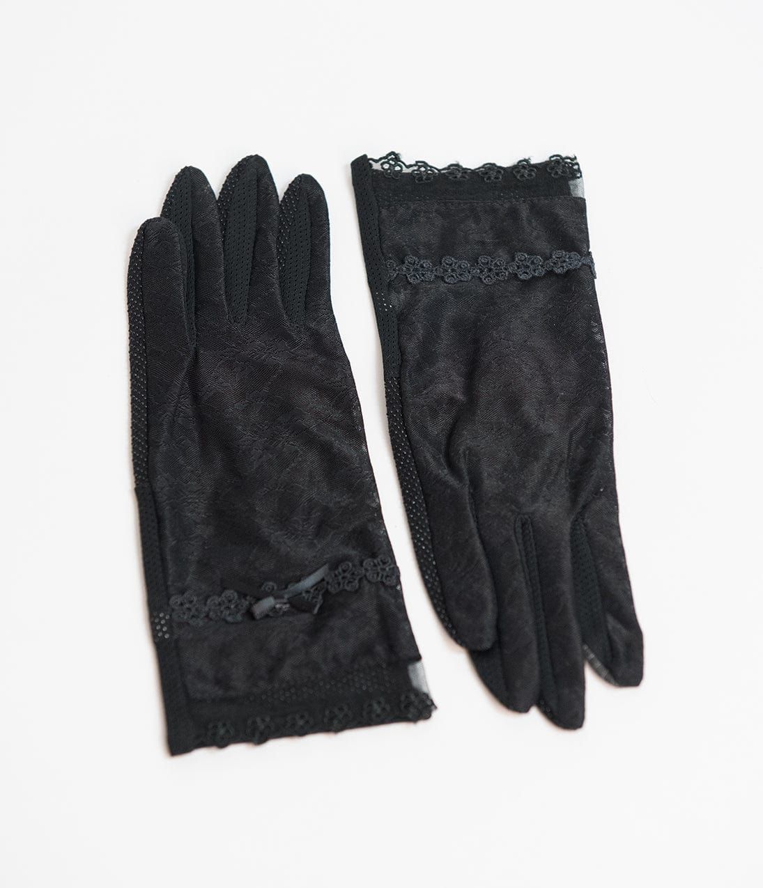 Unique Vintage Black Mesh Lace Wrist Gloves | UniqueVintage